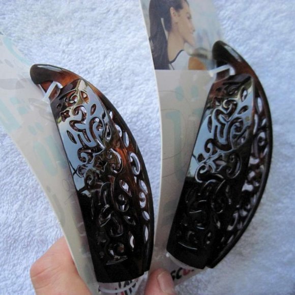 Scunci Design Tortoise Plastic Secure Hinged Open Banana Comb Hair Barrette Clip - Picture 11 of 14